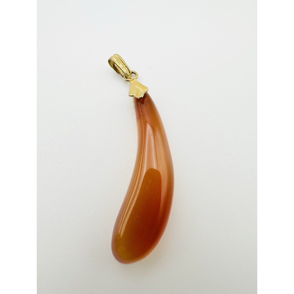 Vintage Carnelian Pendant Gold Tone Oval